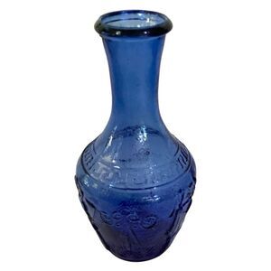 Mid Century Glass Home Decor Stem Vase Blue Decorative